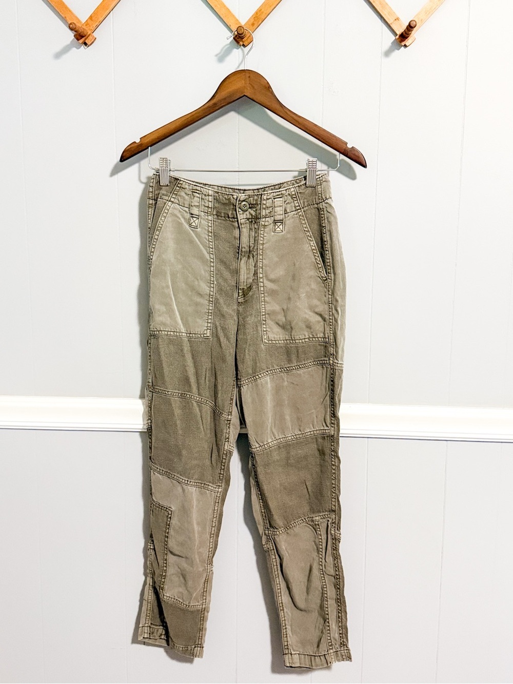 American Eagle Patchwork Utility Pants in Olive